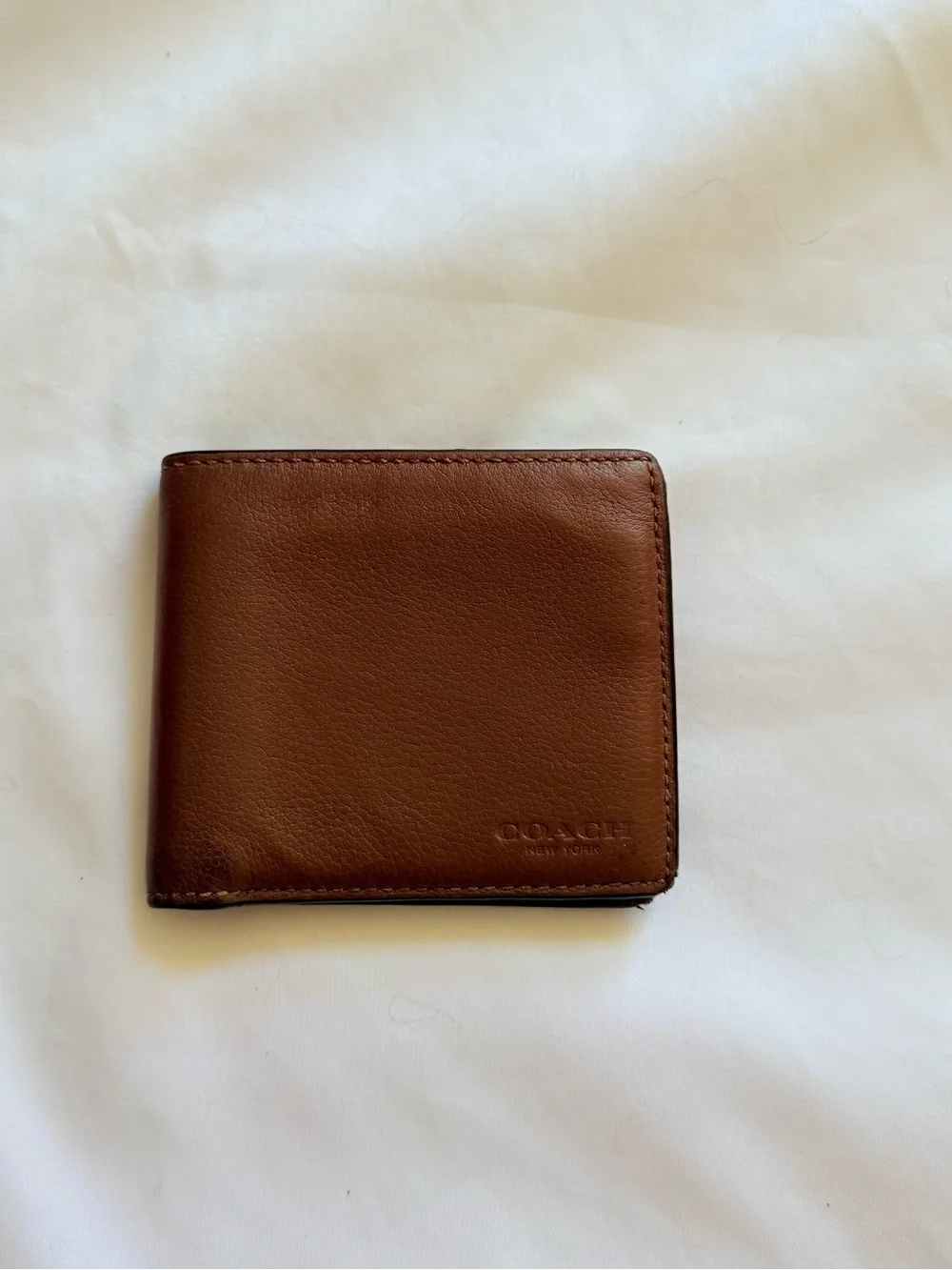 COACH Saddle Brown Sport Leather Bifold Wallet 3-in-1 Compact | F75084